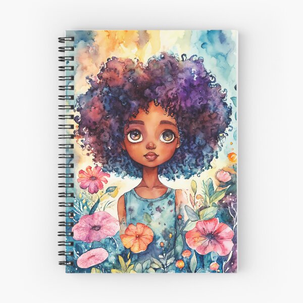 Item preview, Dreamy Watercolor Art of a Cute Afro Girl in an Abstract Garden designed and sold by soulfulpalette.