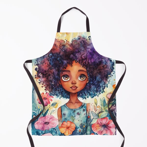 Item preview, Dreamy Watercolor Art of a Cute Afro Girl in an Abstract Garden designed and sold by soulfulpalette.