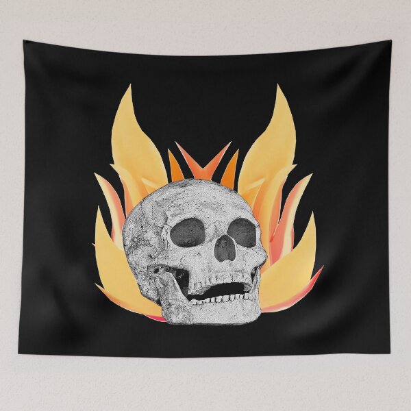 Item preview, flame patterns, human skulls, for dad, spooky prints designed and sold by Kirei-Lily.