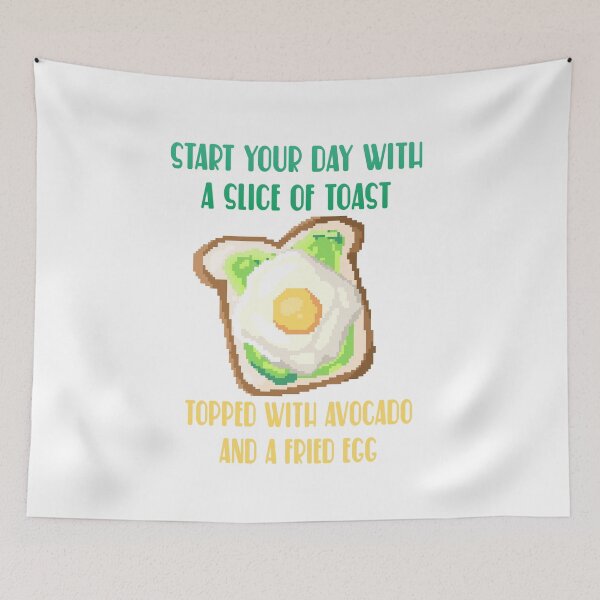 Item preview, Pixel art of avocado with fried egg and toast start your day designed and sold by ZerpaGiovanna.