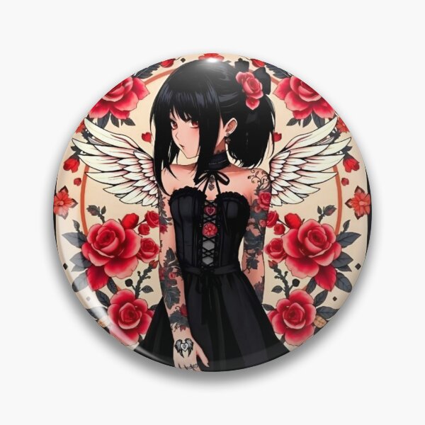 Item preview, BLACK ROSES GOTH ANIME ROMANTIC ANGEL WINGS GIRL designed and sold by Arts4U.