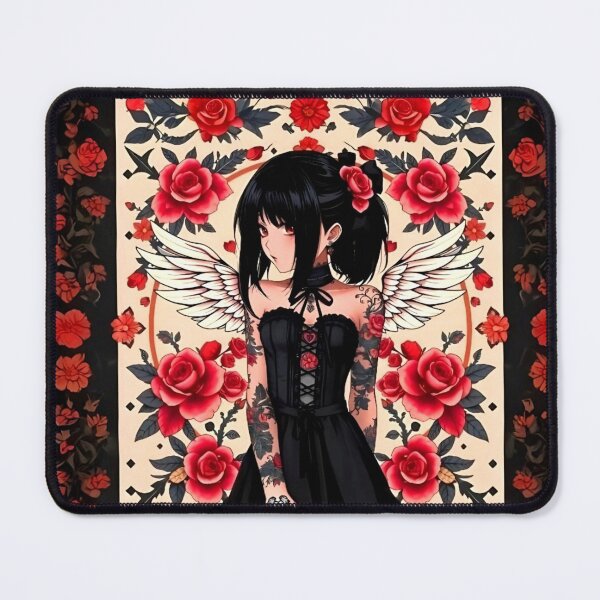 Item preview, BLACK ROSES GOTH ANIME ROMANTIC ANGEL WINGS GIRL designed and sold by Arts4U.
