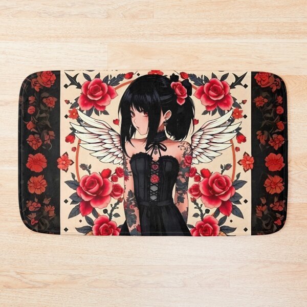 Item preview, BLACK ROSES GOTH ANIME ROMANTIC ANGEL WINGS GIRL designed and sold by Arts4U.