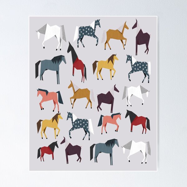 Aperçu de l'œuvre Modèles de chevaux en origami créée et vendue par Wildlife and marine life.