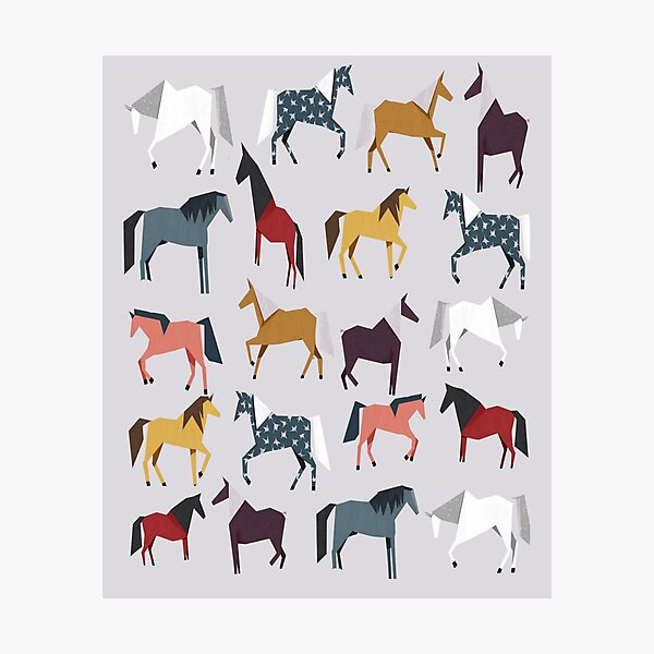 Aperçu de l'œuvre Modèles de chevaux en origami créée et vendue par Wildlife and marine life.