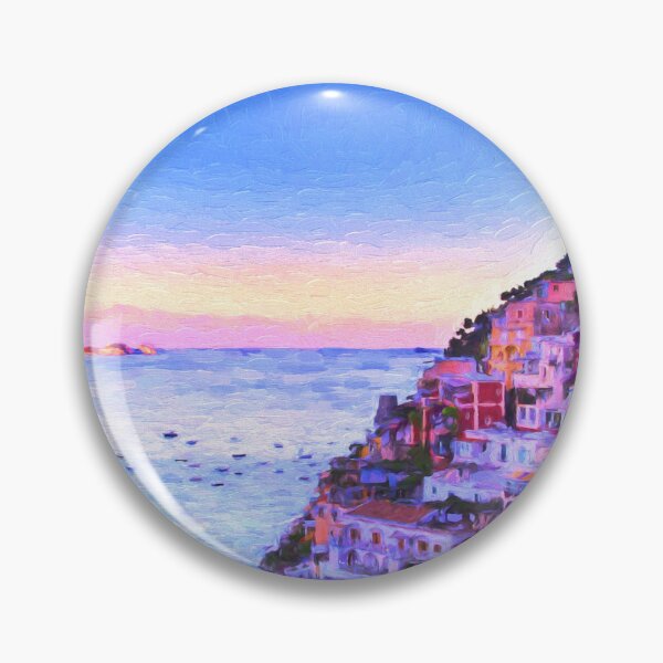 Aperçu de l'œuvre Peinture numérique de Positano en Italie au coucher du soleil créée et vendue par daphsam.
