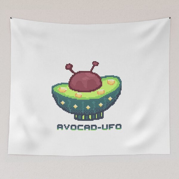 Item preview, Avocado ufo spaceship pixel art designed and sold by ZerpaGiovanna.