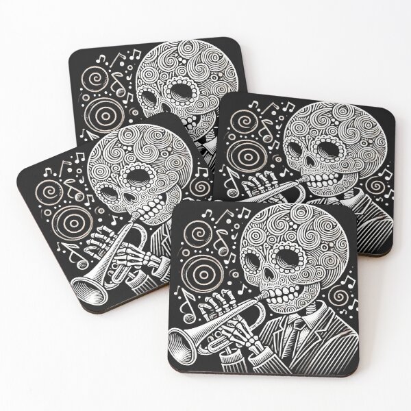 Item preview, skeleton playing trumpet designed and sold by WildPortrait.