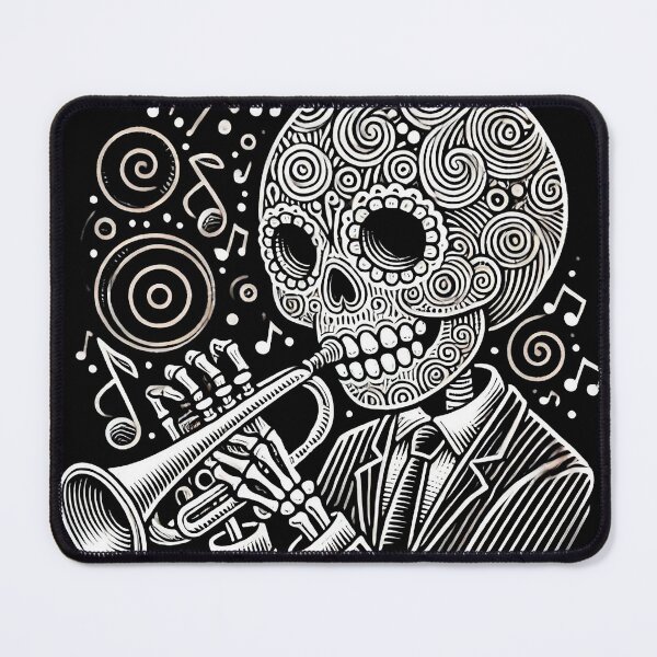 Item preview, skeleton playing trumpet designed and sold by WildPortrait.