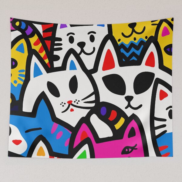 Item preview, Colorful Cat Chaos - Playful Pop Art Design designed and sold by Timegraf.