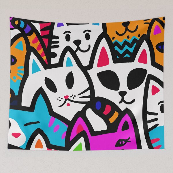 Item preview, Colorful Cat Chaos - Playful Pop Art Design designed and sold by Timegraf.