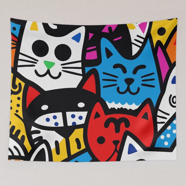 Item preview, Colorful Cat Chaos - Playful Pop Art Design designed and sold by Timegraf.