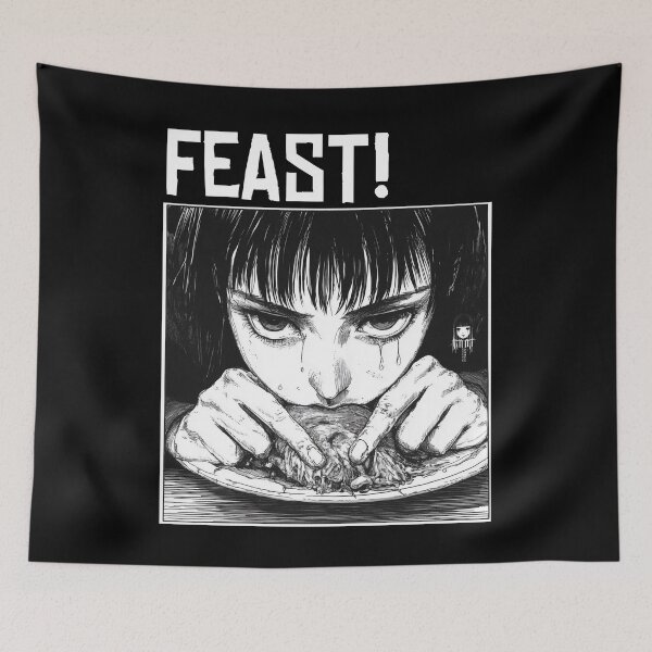 Item preview, Forbidden Feast – black and white horror manga anime girl designed and sold by ForsakenFrames.