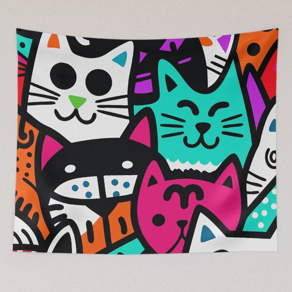 Item preview, Colorful Cat Chaos - Playful Pop Art Design designed and sold by Timegraf.