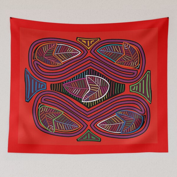 Item preview, Beautiful indigenous mola with colorful leaves designed and sold by Melquidedec.