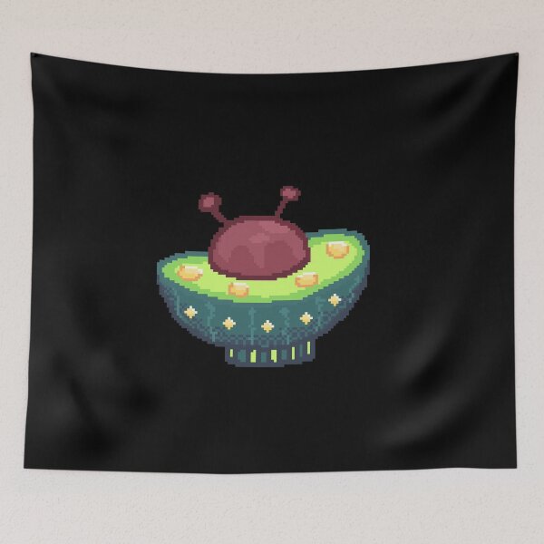 Item preview, Avocado ufo spaceship pixel art designed and sold by ZerpaGiovanna.