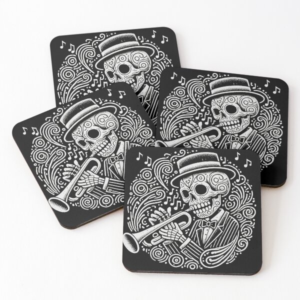Item preview, skeleton playing trumpet designed and sold by WildPortrait.