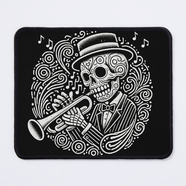 Item preview, skeleton playing trumpet designed and sold by WildPortrait.