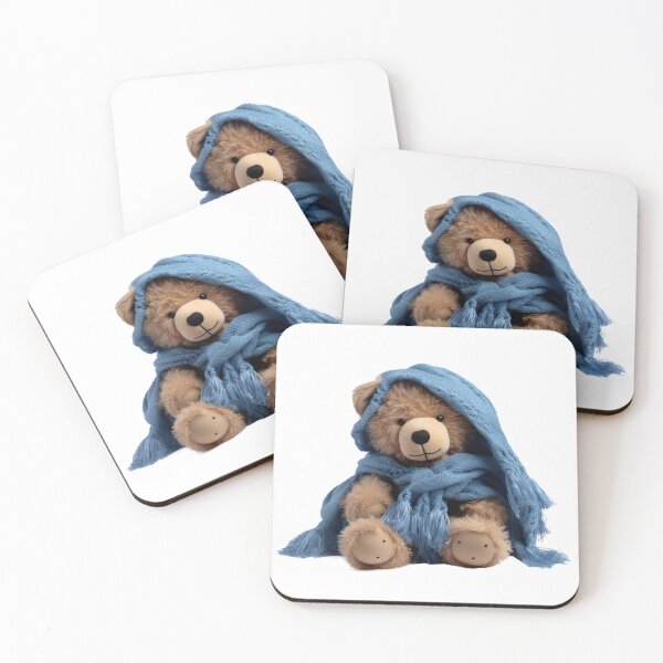 Item preview, Adorable Teddy Bear with Blue Scarf designed and sold by CuteopiaGallery.