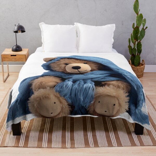 Item preview, Adorable Teddy Bear with Blue Scarf designed and sold by CuteopiaGallery.