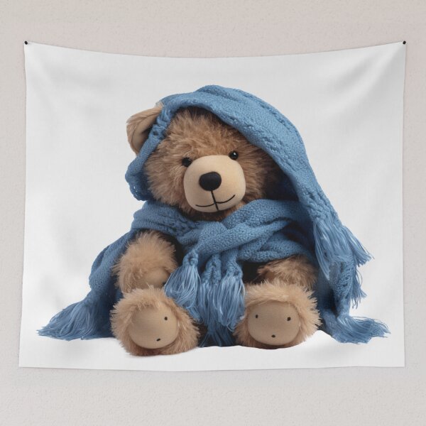 Item preview, Adorable Teddy Bear with Blue Scarf designed and sold by CuteopiaGallery.