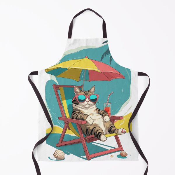 Item preview, Purrfectly Relaxed – Funny Cat Beach T-Shirt Design designed and sold by trendpotion.