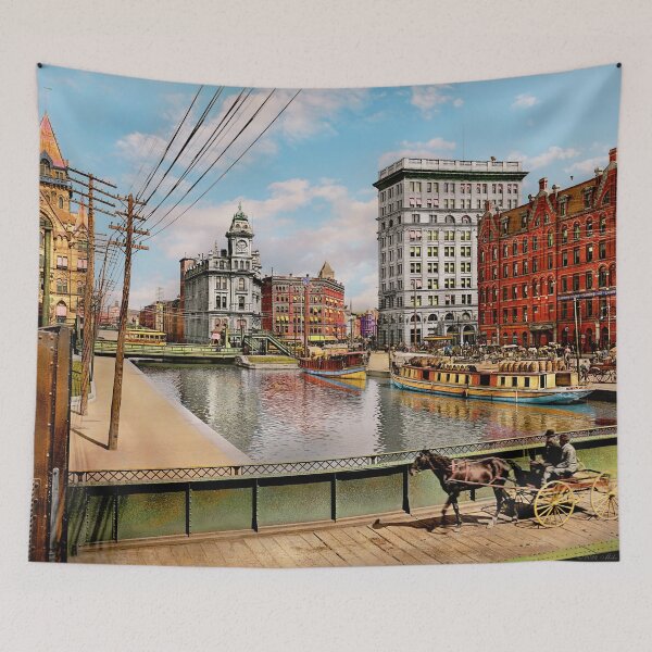 Item preview, City - Syracuse, NY - Erie Canal at Salina St 1900 designed and sold by Mike Savad Photography.