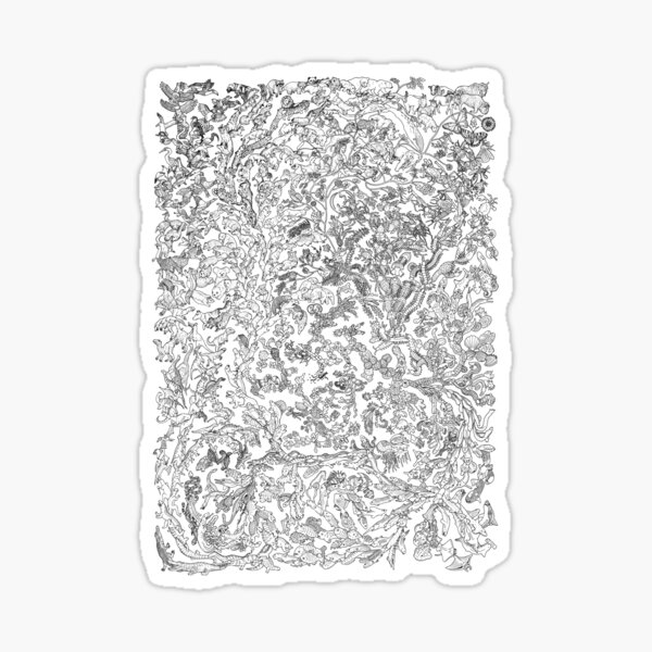 Tree of Life - Animal Evolution - Black and White Sticker