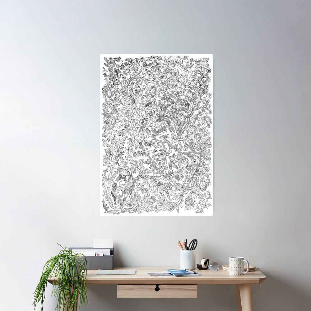 Tree of Life - Animal Evolution - Black and White Poster