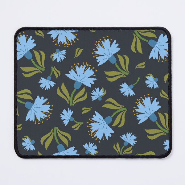 Item preview, Pastel blue cornflower wildflowers on dark charcoal designed and sold by FrancesPoff.