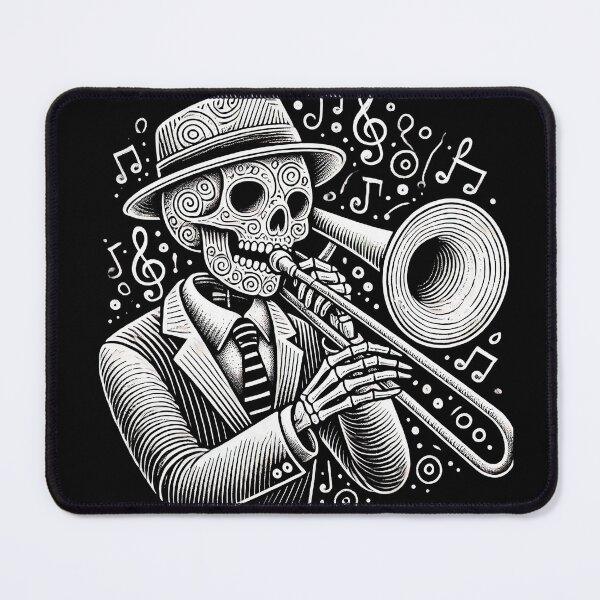 Item preview, skeleton playing trombone designed and sold by WildPortrait.
