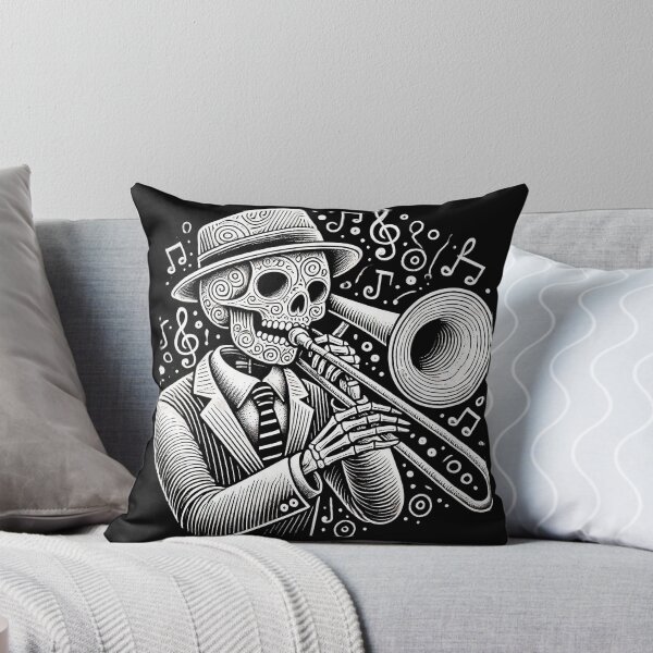 Item preview, skeleton playing trombone designed and sold by WildPortrait.