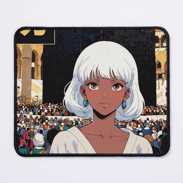 Item preview, Pretty White Haired Anime Girl 80s Retro Aesthetic Mecca Arabia Vintage Travel Design designed and sold by onlyanimevibes.