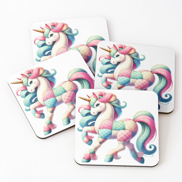 Item preview, Whimsical Patchwork Unicorn Design - Unique Fantasy-Inspired Artwork designed and sold by CritterManiaUK.