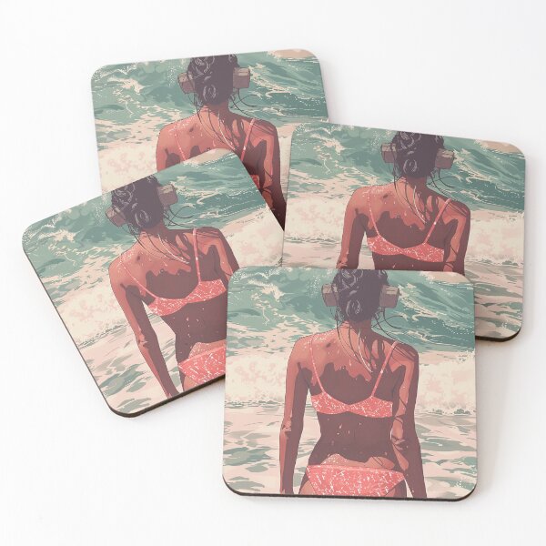 Item preview, Pink bikini among waves designed and sold by krishutd.