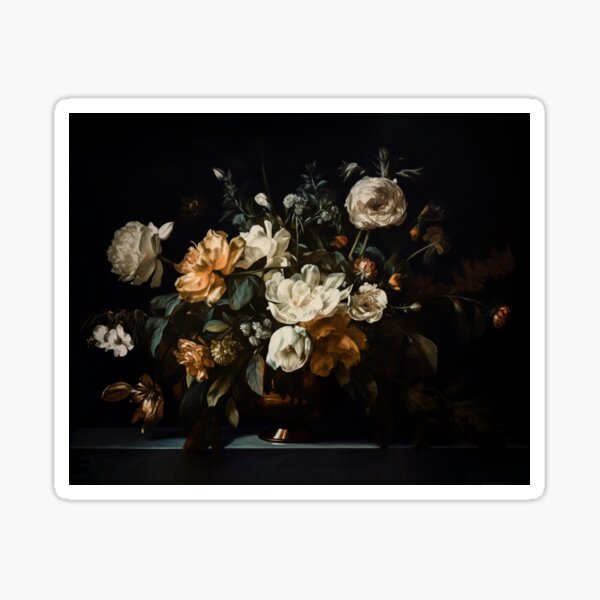 Dark Golden Floral Moody Art Sticker