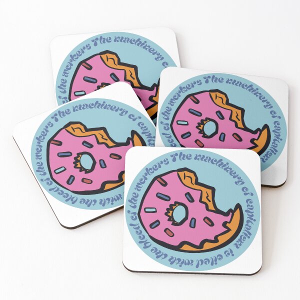 Item preview, “The machinery of Capitlsim is oiled with the blood of the workers” Homer Simpson quote donut sticker designed and sold by booettebabe.