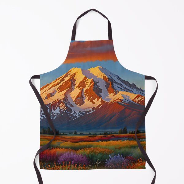 Item preview, Crimson Clouds over the Valley, Colorful Wildflowers Mountain Landscape, Golden Hour Snow Capped Peaks, Countryside Charm Scenic View designed and sold by Kintsugi99.