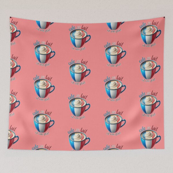 Item preview, Cafe Au Lait, Sil Vous Plait (Coffee with milk please) in French with the Tricolor designed and sold by figandroseco.