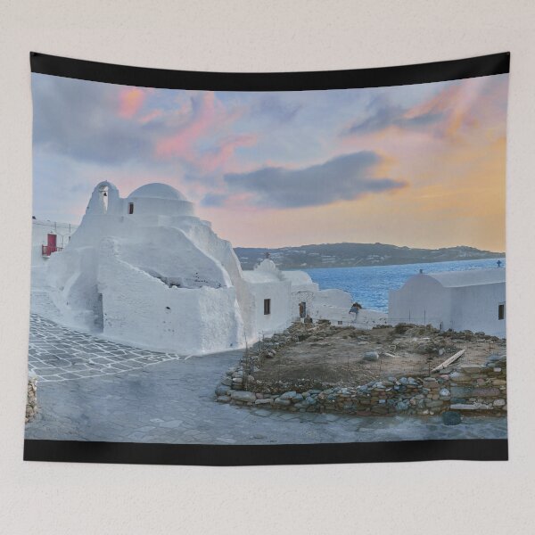 Item preview, Mykonos Historic Church Greek Sunrise Pastels designed and sold by Adam Gormley.