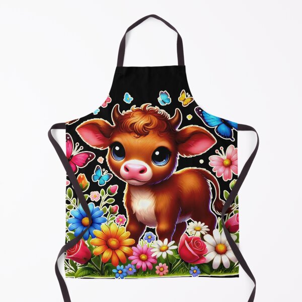 Item preview, Gentle Calf Surrounded by Blossoms on Dark Background. designed and sold by SplashTastic.