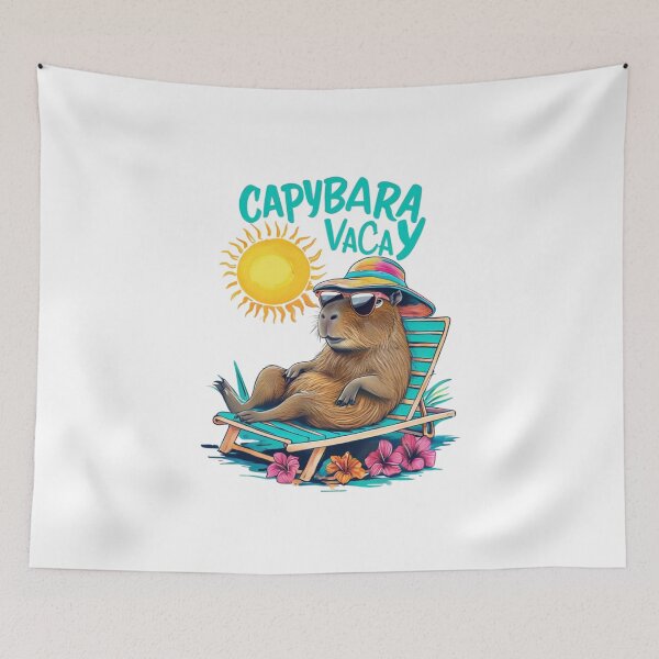 Item preview, Capybara Vacay - Relaxing Capybara on Vacation Illustration designed and sold by Colorful-Garden.