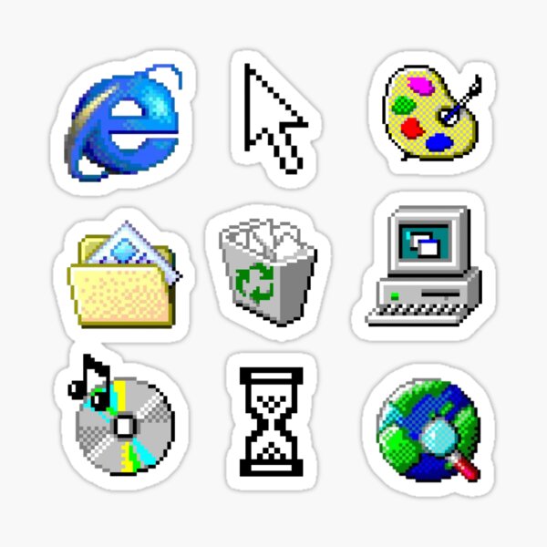 Vista previa del artículo con la obra «Iconos antiguos de windows 95», diseñado y vendido por Odd-Things.