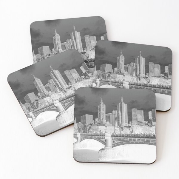 Item preview, Melbourne Skyline black and white designed and sold by Mauswohn.