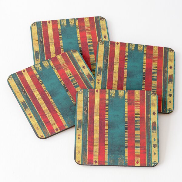 Item preview, Epic Moroccan Style Turquoise Red Gold Gilded Stripes  designed and sold by GrinGalore.