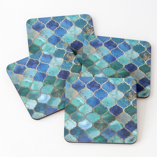 Item preview, Mint Green, Aqua & Gold Decorative Morrocan Tile Pattern 3 designed and sold by GrinGalore.