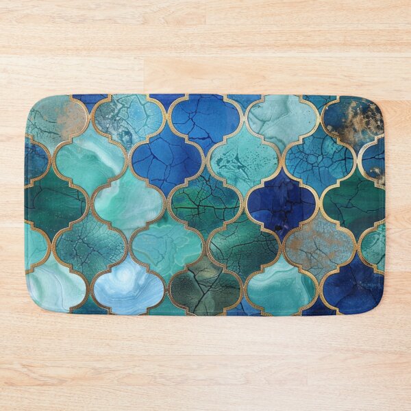 Item preview, Mint Green, Aqua & Gold Decorative Morrocan Tile Pattern 3 designed and sold by GrinGalore.