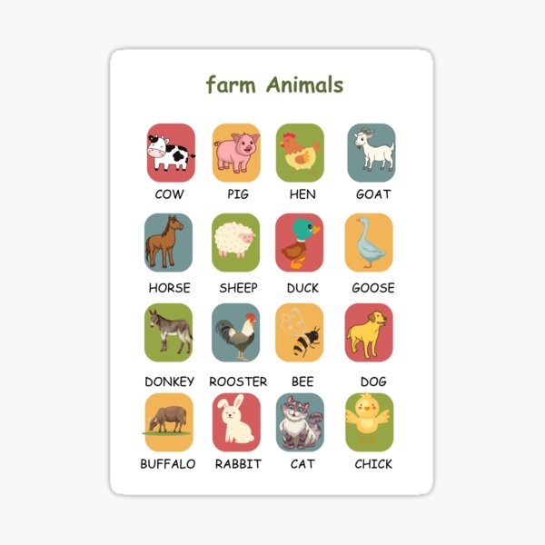 Vista previa del artículo con la obra «Póster educativo de animales de granja para niños | Arte de pared educativo con animales lindos y coloridos», diseñado y vendido por Classkaar.