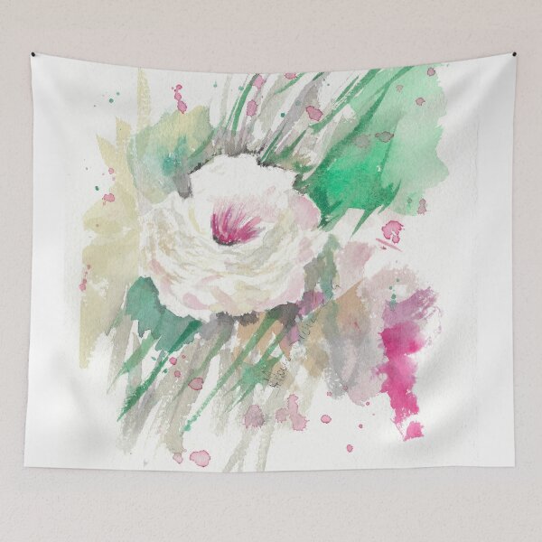 Aperçu de l'œuvre Peinture aquarelle rose blanche créée et vendue par Alain DIVINE.