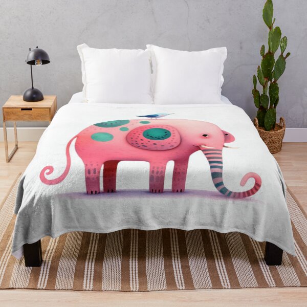 Item preview, A whimsical illustration of pink elephant designed and sold by Beyondnote-Art.